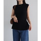 ブラック | ノースリーブ ペプラム ニット | andme