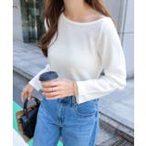 オフホワイト | ワッフル アシメネック トップス | andme