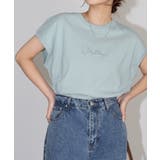 ブルー | コットン天竺 ロゴ Tシャツ | andme