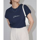 ネイビー | コットン天竺 ロゴ Tシャツ | andme