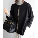 ブラック | 梨地ポンチ ノーカラー ジャケット | andme