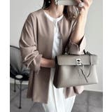 グレージュ | 梨地ポンチ ノーカラー ジャケット | andme