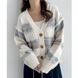 オフホワイト×グレー | クラッシュ編み ボーダー ニット | andme