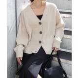 オートミール | リブ編み ボックスシルエット ニットカーディガン | andme