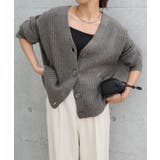 チャコールブラウン | リブ編み ボックスシルエット ニットカーディガン | andme