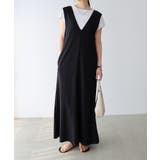 ブラック | Vネック ポンチ ワンピース | andme