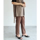 ブラウン | とろみ素材 センタープレス テーパードパンツ | andme