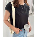 ブラック | ロゴ フレンチスリーブ Tシャツ | andme