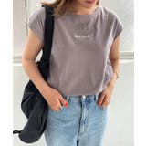 パープル | ロゴ フレンチスリーブ Tシャツ | andme