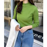 グリーン | ハイネック リブ ニット | andme