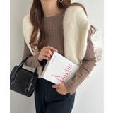 ブラウン | コットン ワイドリブ 長袖Tシャツ | andme