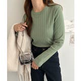 ライトグリーン | コットン ワイドリブ 長袖Tシャツ | andme