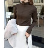 ブラウン | ボトルネック 長袖 ニット | andme