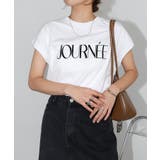 オフホワイト×ブラック | ロゴ プリント フレンチスリーブ | andme