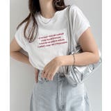 オフホワイト×レッド | ロゴ刺繍 フレンチスリーブ Tシャツ | andme