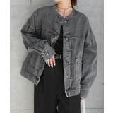 ケミカルブラック | オーバーサイズ ノーカラー デニム | andme