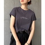 チャコールグレー | コットン天竺 ロゴ Tシャツ | andme