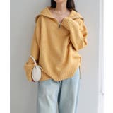 イエロー | セーラーカラー ハーフジップ ニット | andme