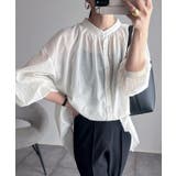 オフホワイト | バンドカラー ボリューム袖 長袖シャツ | andme