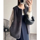 チャコールグレー | フェイクファー ベスト レディース | andme