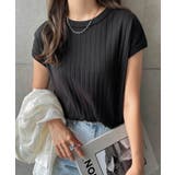 ブラック | コットンフライス ワイドリブ フレンチスリーブ | andme