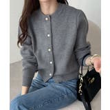 グレー | パールボタン 長袖 ニット | andme