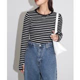 ブラック×オフホワイト | サムホール リブ ニット | andme