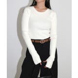 オフホワイト | サムホール リブ ニット | andme