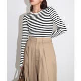 オフホワイト×ブラック | サムホール リブ ニット | andme