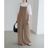 グレージュ | とろみ素材 スクエアネック サロペット | andme