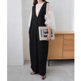 ブラック | とろみ素材 バックリボン サロペット | andme