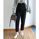 ブラック | ハイウエスト テーパード カーブパンツ | andme