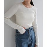 オフホワイト | サムホール リブ ニット | andme