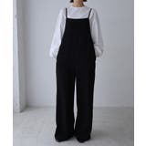 ブラック | とろみ素材 スクエアネック サロペット | andme