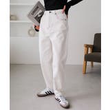 オフホワイト | ハイウエスト テーパード カーブパンツ | andme