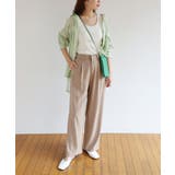 ダークベージュ | とろみ素材 センタープレス ワイドパンツ | andme