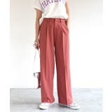 ローズピンク | とろみ素材 センタープレス ワイドパンツ | andme