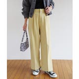 イエロー | とろみ素材 センタープレス ワイドパンツ | andme