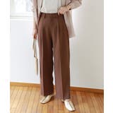 ブラウン | とろみ素材 センタープレス ワイドパンツ | andme