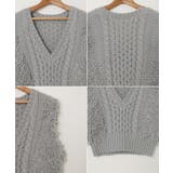 Vネック フリンジ ニット | andme | 詳細画像15 