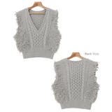 Vネック フリンジ ニット | andme | 詳細画像17 