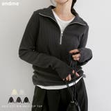 セルフカットリブ ハーフジップ 長袖 | andme | 詳細画像1 