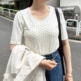 ドット柄 パフスリーブ 半袖 | andme | 詳細画像1 