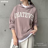 whateverロゴプリント バックスリット パーカー | andme | 詳細画像1