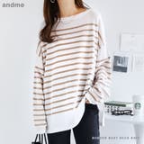 パネルボーダー 長袖 ニット | andme | 詳細画像1