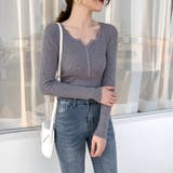グレー | リブニット ヘンリーネック トップス | SUNSHINE CLOSET