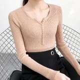 リブニット ヘンリーネック トップス | SUNSHINE CLOSET | 詳細画像4 