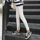 内スリット*ホワイト | ストレッチサイドスリットリブレギンス 春 春服 | SUNSHINE CLOSET