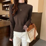 ダークブラウン | 伸縮 ニット トップス | SUNSHINE CLOSET