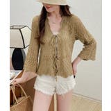 フロントリボン春夏トップス 長袖シースルー羽織り透け感 大人可愛い春夏服薄手 | SUNSHINE CLOSET | 詳細画像12